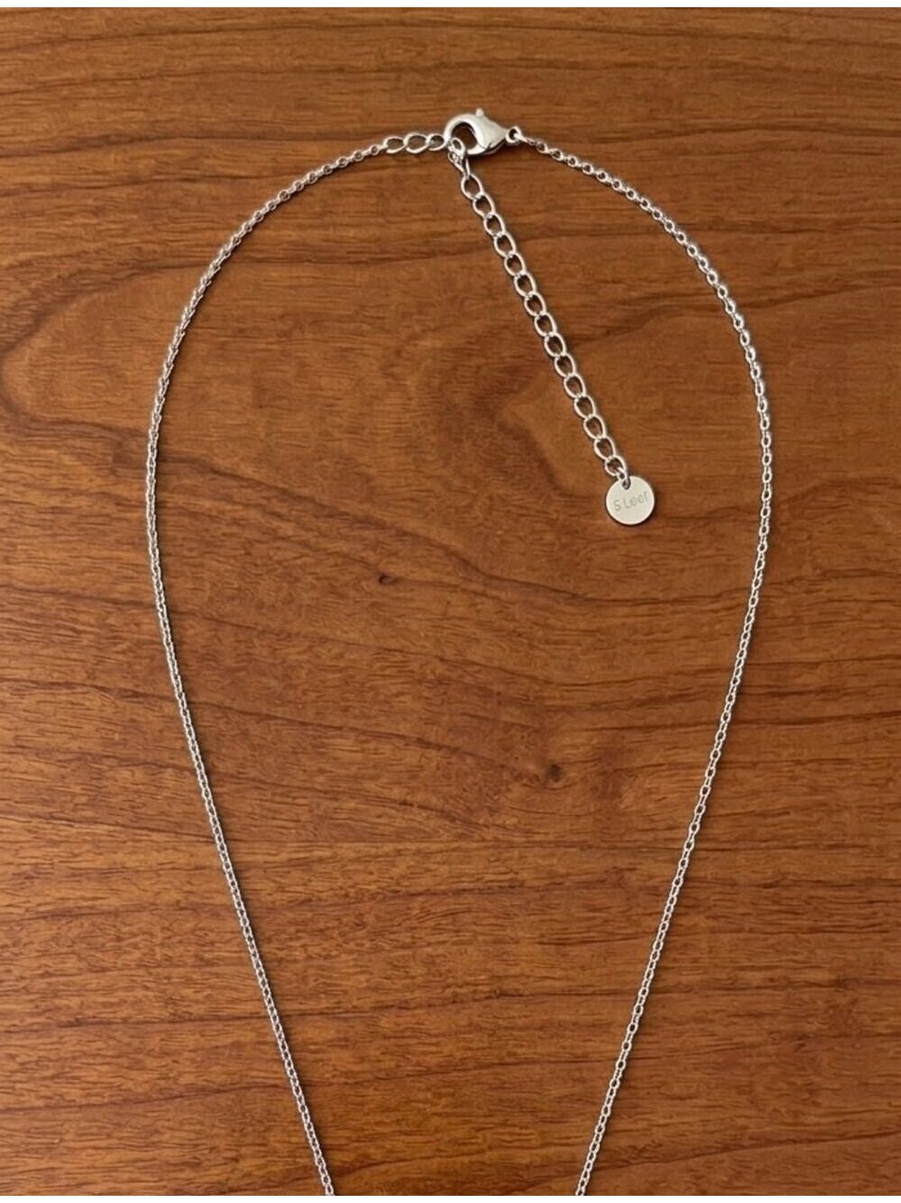 S.Leaf Minimalist Cylinder Pendant Sterling Silver Necklace - Picture 2 of 3